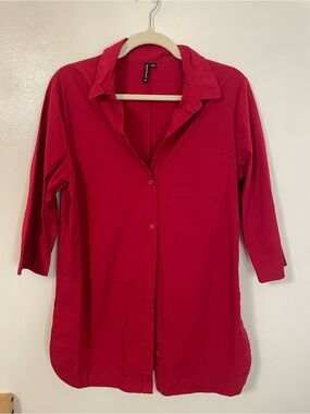 Red collared button up shirt dress heartsoul size large